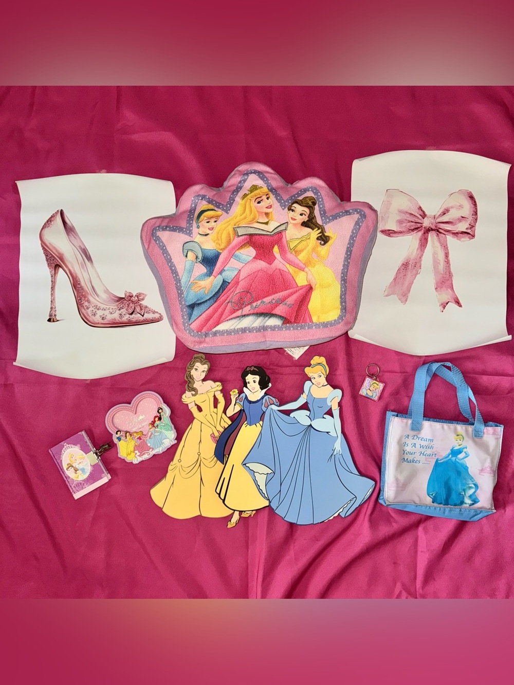 Disney Princess Bundle / Vintage Disney Princess Pillow / Disney Princess Room